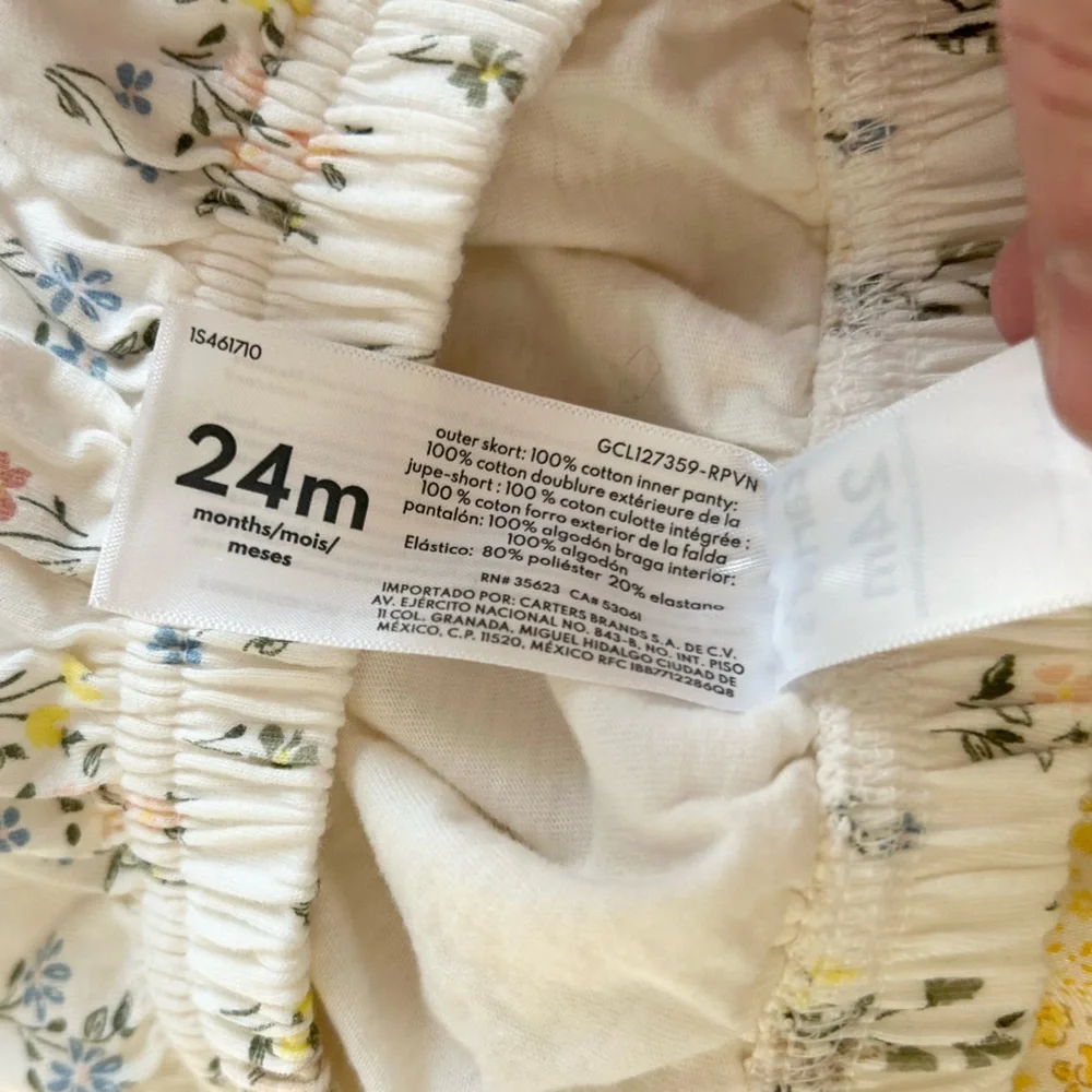 Carter's 24 Months Cotton White Floral Bunny Easter Elastic-Waist Skort